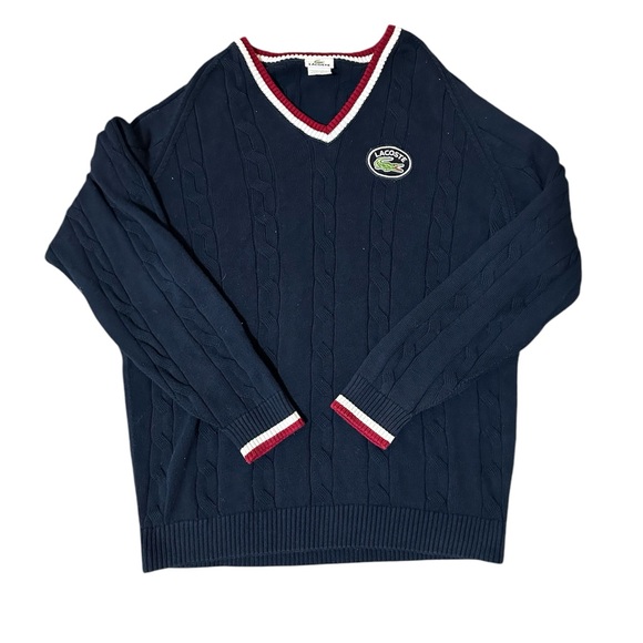 Lacoste Cable Knit Varsity Stripe Sweater - Picture 1 of 6